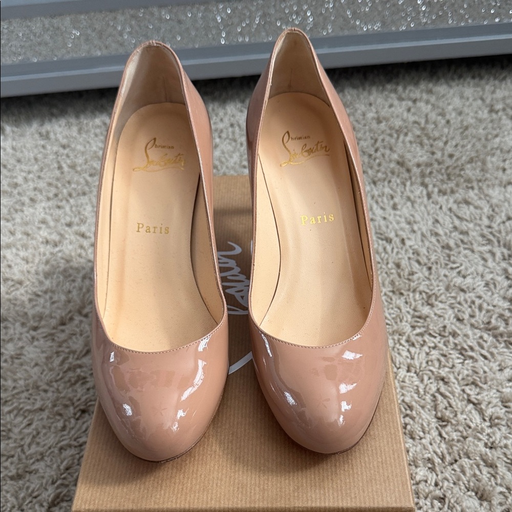 Christian Louboutin Blush Patent Leather Round-Toe Pumps